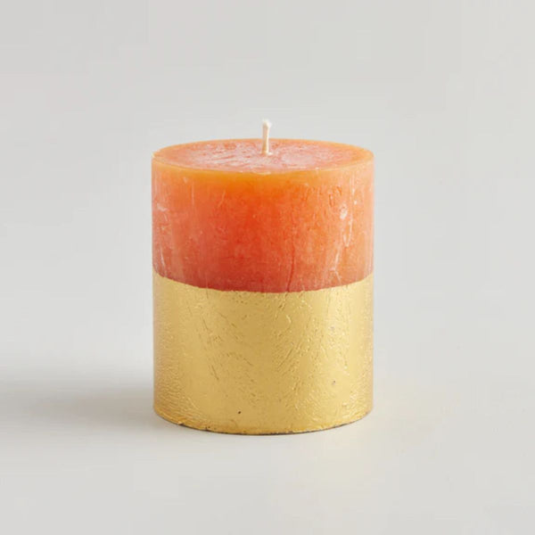 St. Eval Gold Dipped Pillar Candle - Cinnamon & Orange