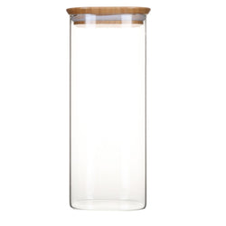 Pebbly Bamboo Square Glass Container with Lid