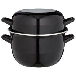Black Enamelled Mussel Pot - 18cm