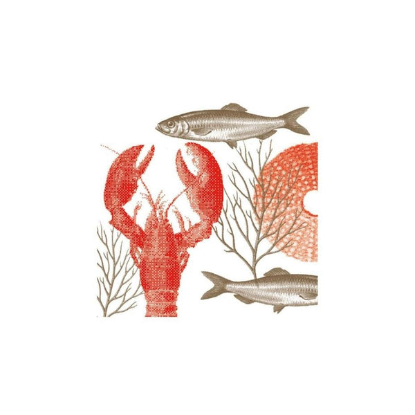 Francoise Paviot Cocktail Napkins - Red Lobster
