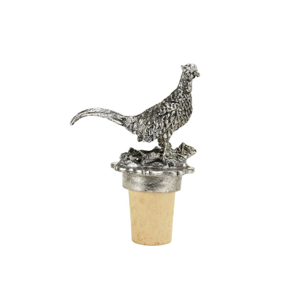 French Pewter Hunting Bottle Stopper - Pheasant