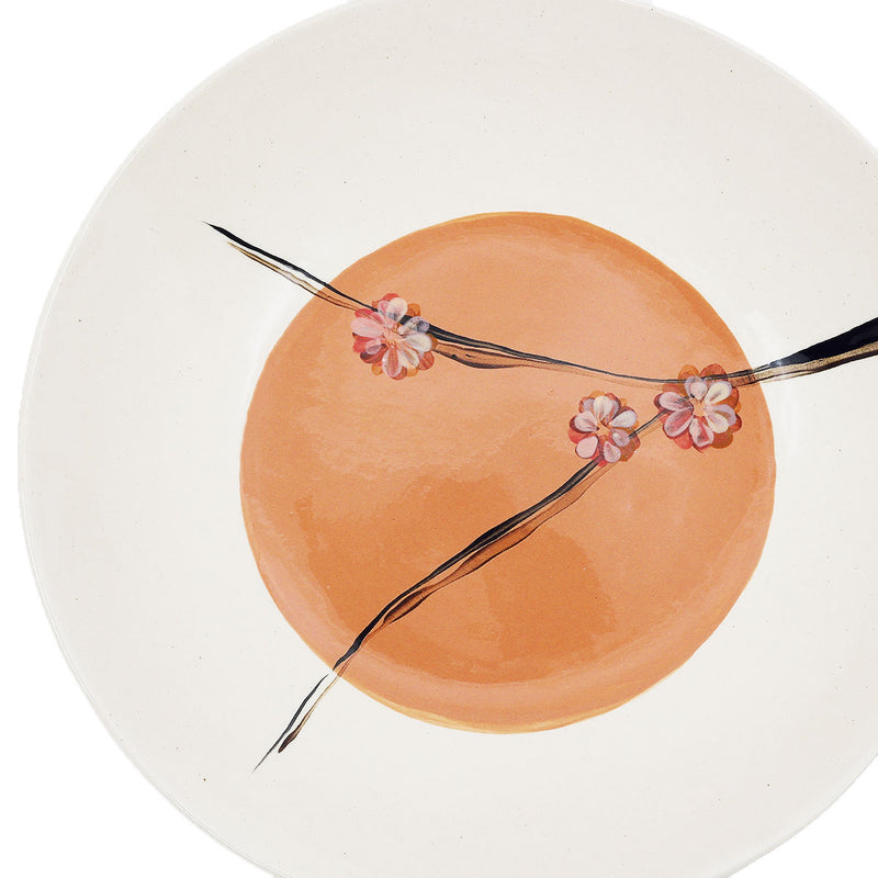 Wonki Ware Cherry Blossom Spaghetti Serving Dish - Salmon
