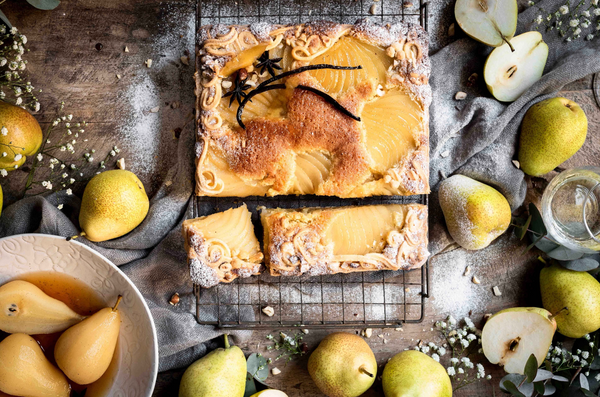 Frangipane Tart with Star Anise Poached Pears