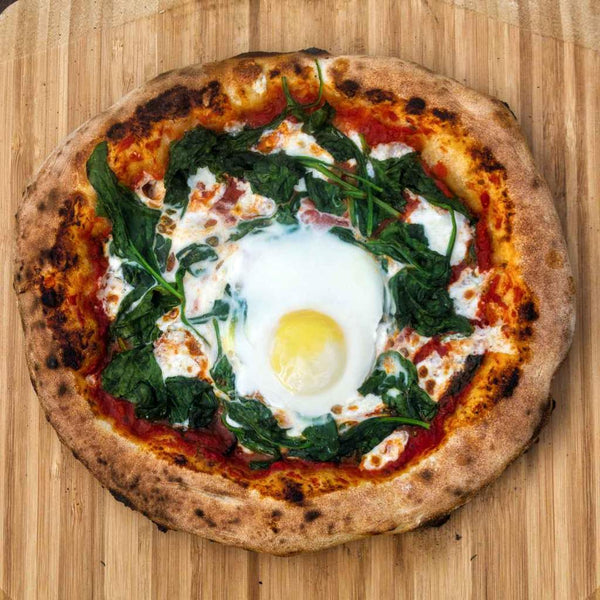 Ooni: Spinach and Egg Pizza