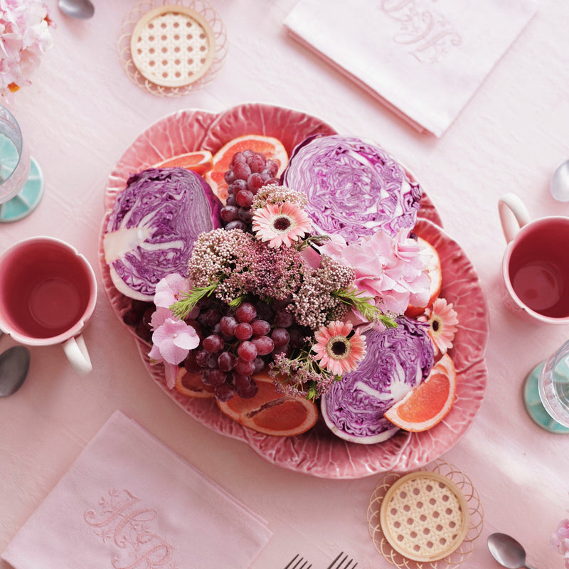Bordallo Pinheiro Rose Pink Cabbage Oval Dish - 43cm