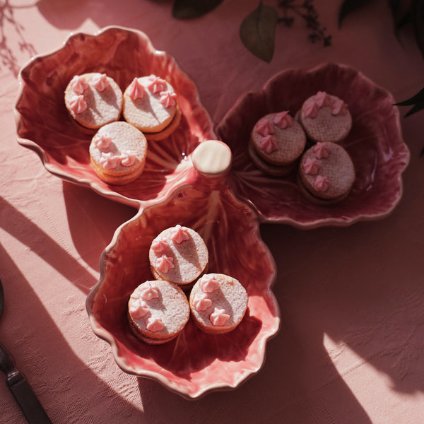 Bordallo Pinheiro Rose Pink Cabbage Olive Dish
