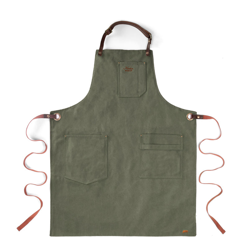 Alaskan Maker Vintage Cotton Apron - Olive