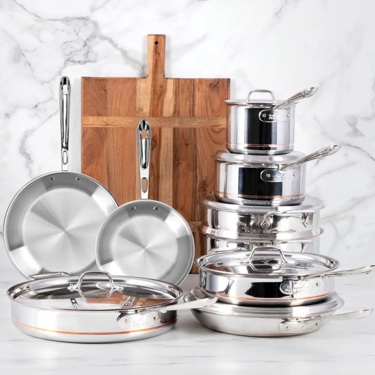 All - Clad Copper Core Set of 15 Pans w/Lids | Divertimenti Cookshop