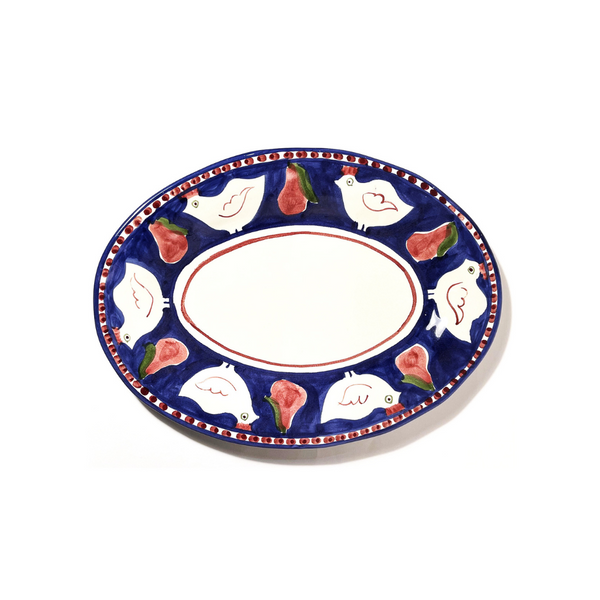 Amalfi Blue - Red Gallina Oval Dish - 36cm