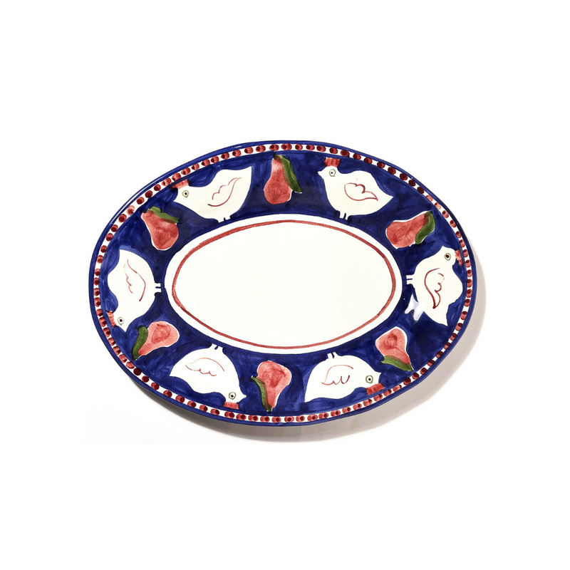 Amalfi Blue - Red Gallina Oval Dish - 36cm