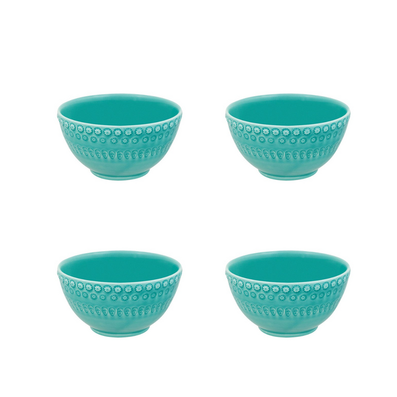 Set of 4 Bordallo Pinheiro 14.5cm Fantasy Bowls - Aqua