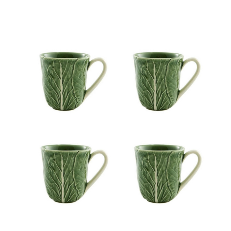 Set of 4 Bordallo Pinheiro Cabbage Mugs