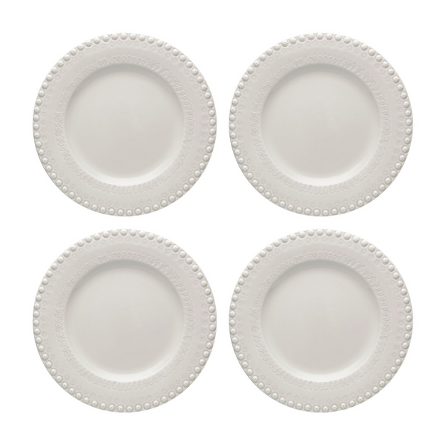 Set of 4 Bordallo Pinheiro Fantasy 29cm Dinner Plates - Grey