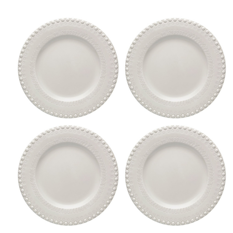 Set of 4 Bordallo Pinheiro Fantasy 29cm Dinner Plates - Grey