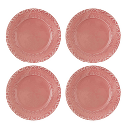Set of 4 Bordallo Pinheiro Fantasy 29cm Dinner Plates - Pink