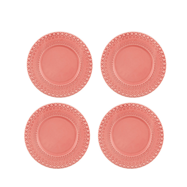 Set of 4 Bordallo Pinheiro Fantasy 22cm Side Plates - Pink