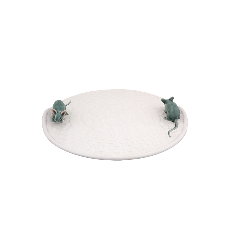 Bordallo Pinheiro Cheese Tray with Two Mice