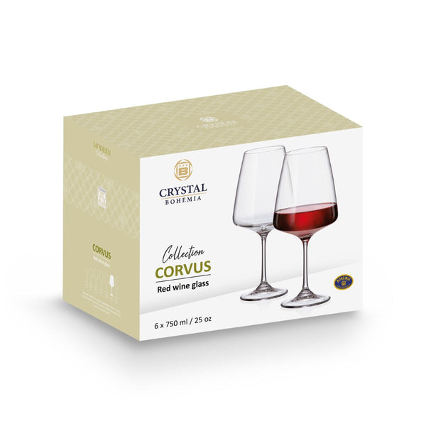 Crystal Bohemia Corvus Red Wine Glasses - Set of 6