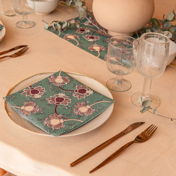 Francoise Paviot Cocktail Napkin - Ispahan Flower