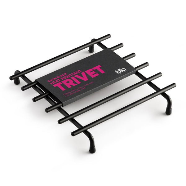 Kilo Heat Trivet Square Satin Black-  24cm