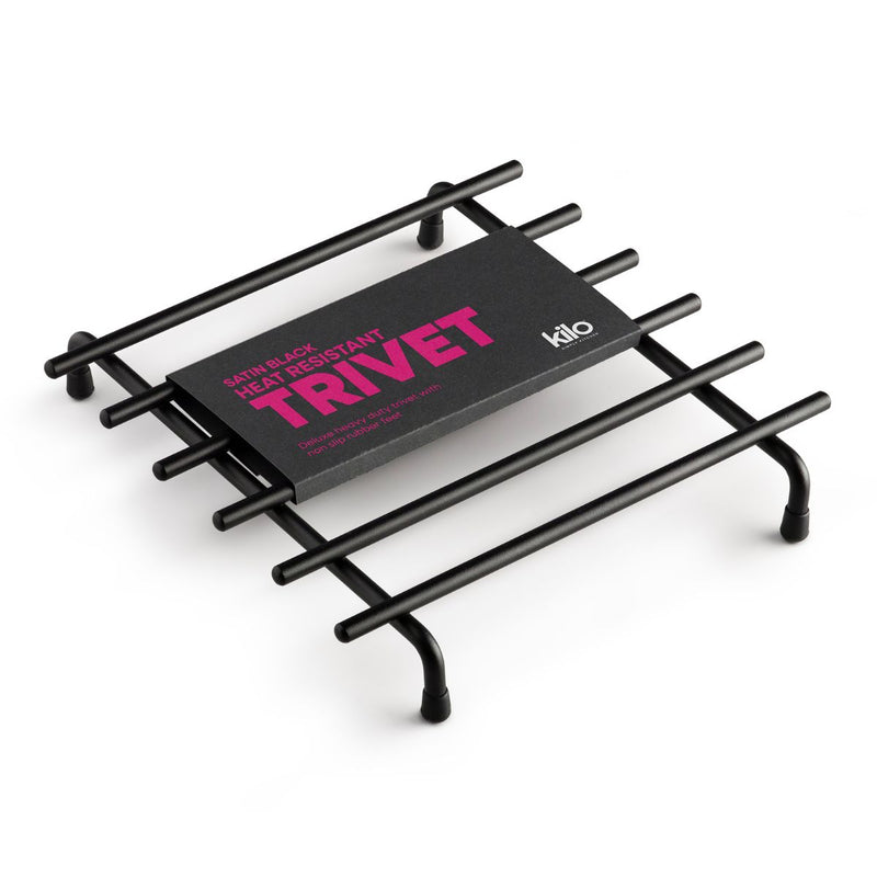 Kilo Heat Trivet Square Satin Black-  24cm
