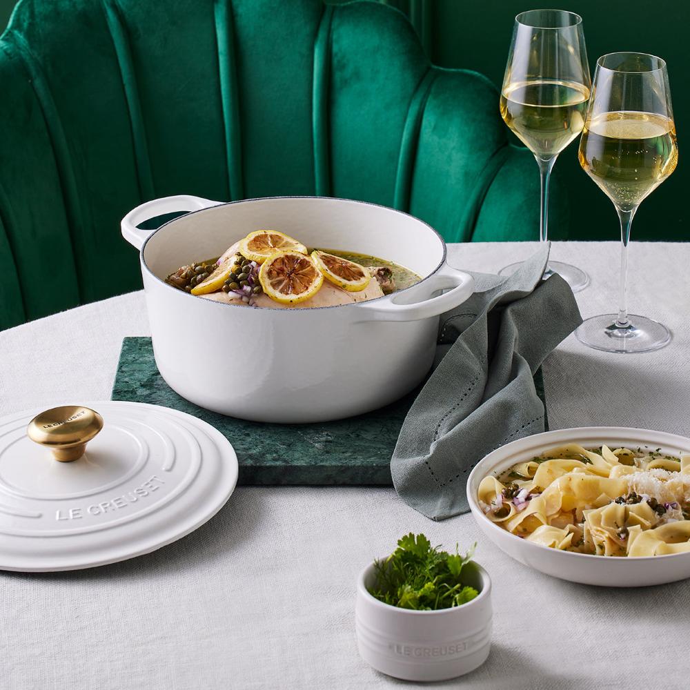 Le Creuset Signature Round Casserole - 24cm White | Divertimenti