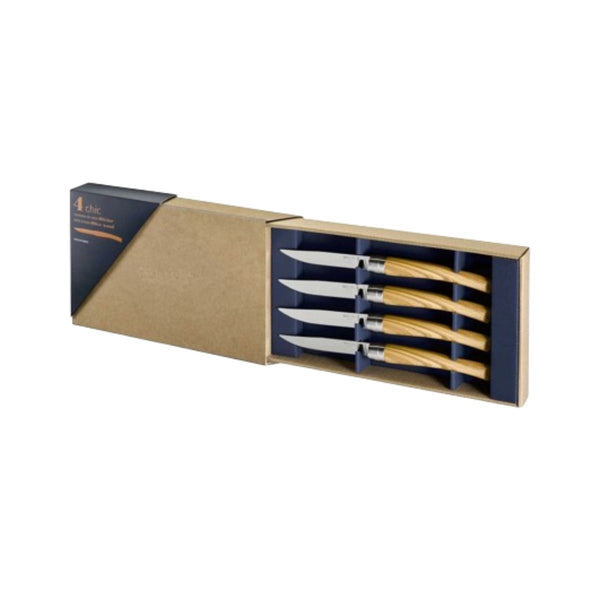 Opinel Chic Steak/Table Knife Set Olive - 4pc