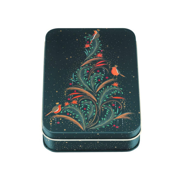 Sara Miller Festive Tree Tin With Fudge 