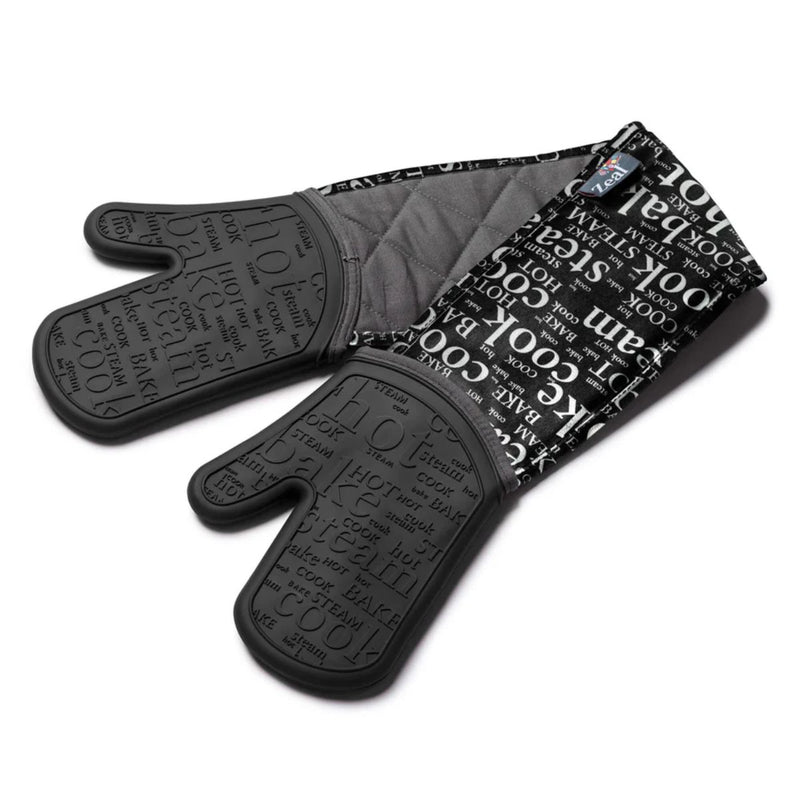 Zeal Hot Print Silicone Double Oven Glove Black
