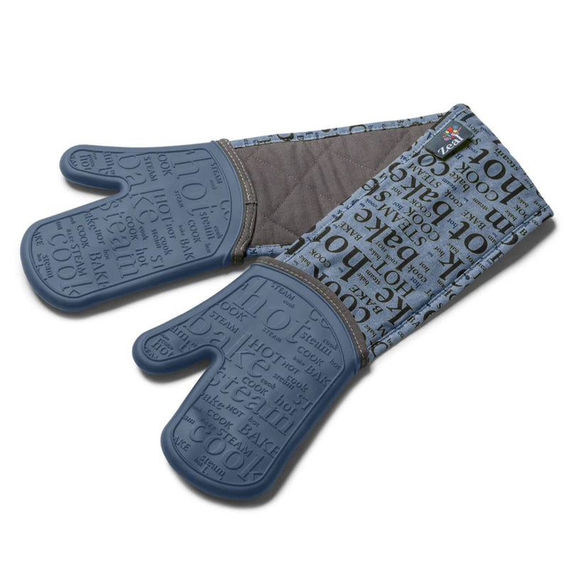 Zeal Hot Print Silicone Double Oven Glove Blue