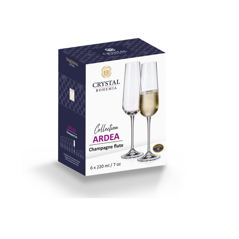 Crystal Bohemia Ardea Champagne Flutes - set of 6