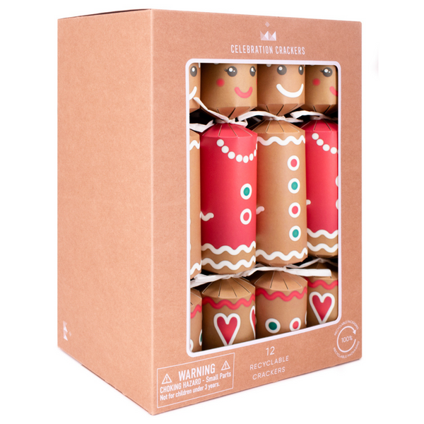 Gingerbread Christmas Crackers - Set of 12