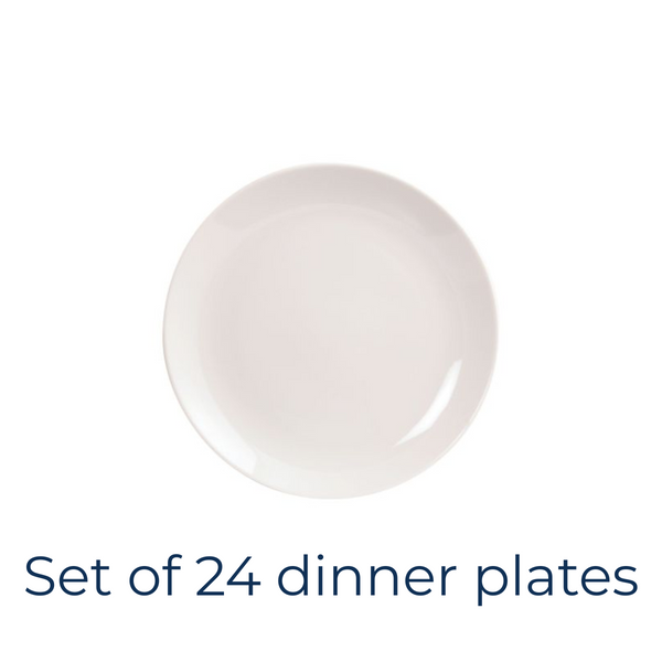 Set of 24 Arctic White Coupe Dinner Plates 27cm