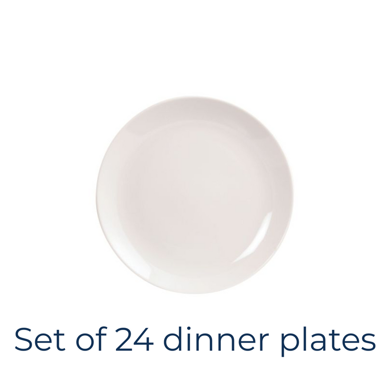 Set of 24 Arctic White Coupe Dinner Plates 27cm