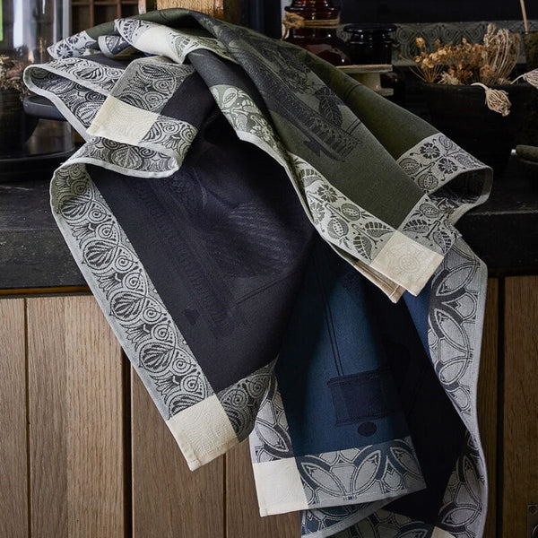 Le Jacquard Français Floral Curiosity Tea Towel - Dark Green