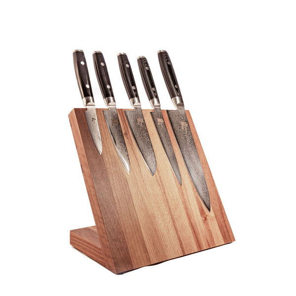Yaxell Ran 5-Piece Knife Set with Magnetic Walnut Knife Block