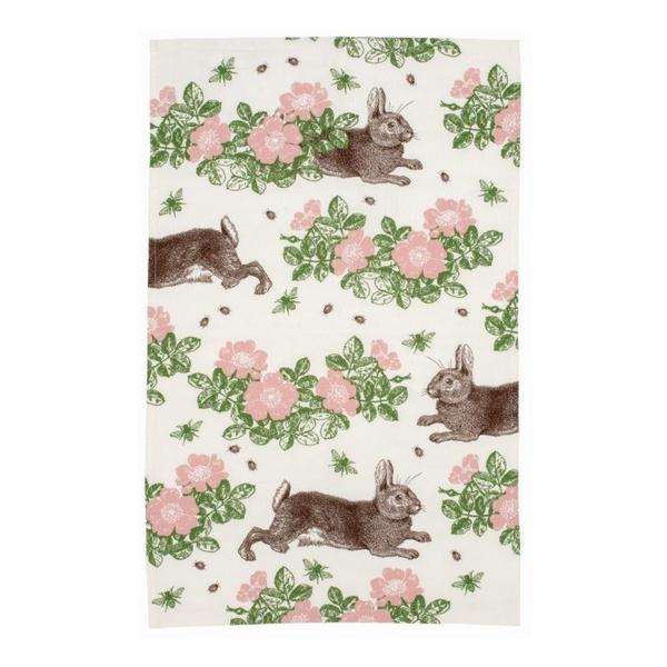 Rabbit and Rose Tea-Towel