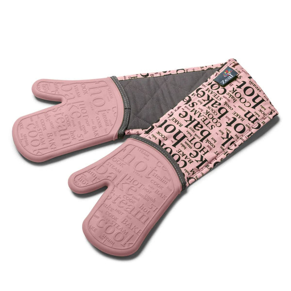 Zeal Hot Print Silicone Double Oven Glove Rose Pink