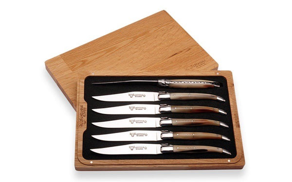 Laguiole en Aubrac Set of 6 Steak Knives - Horn