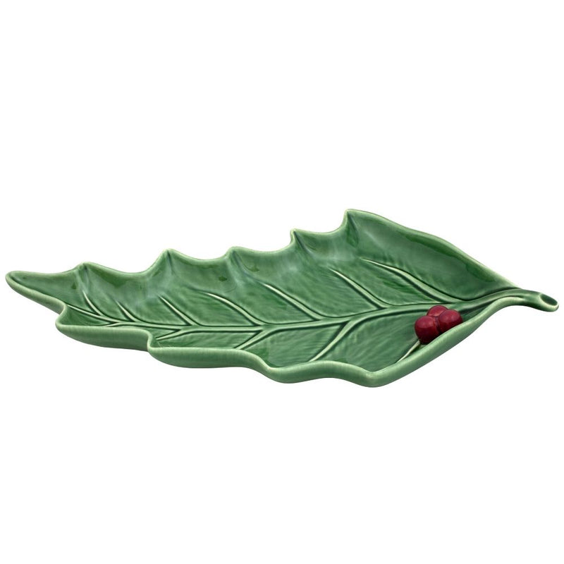Bordallo Pinheiro Christmas Holly Leaf Dish - 36cm