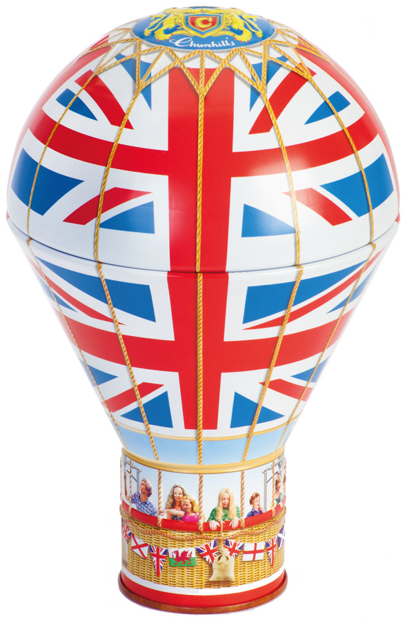 Union Jack Hot Air Balloon Tin with Fudge