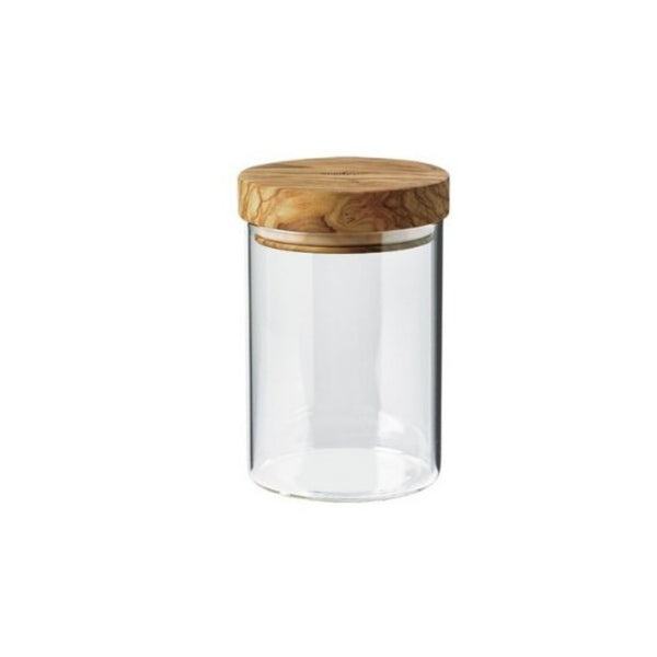 Berard Glass Storage Jar with Olive Wood Lid - 15cm