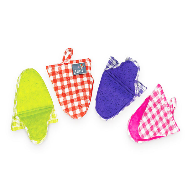 Hot Grab Mini Mitt Silicone and Gingham Assorted Colours