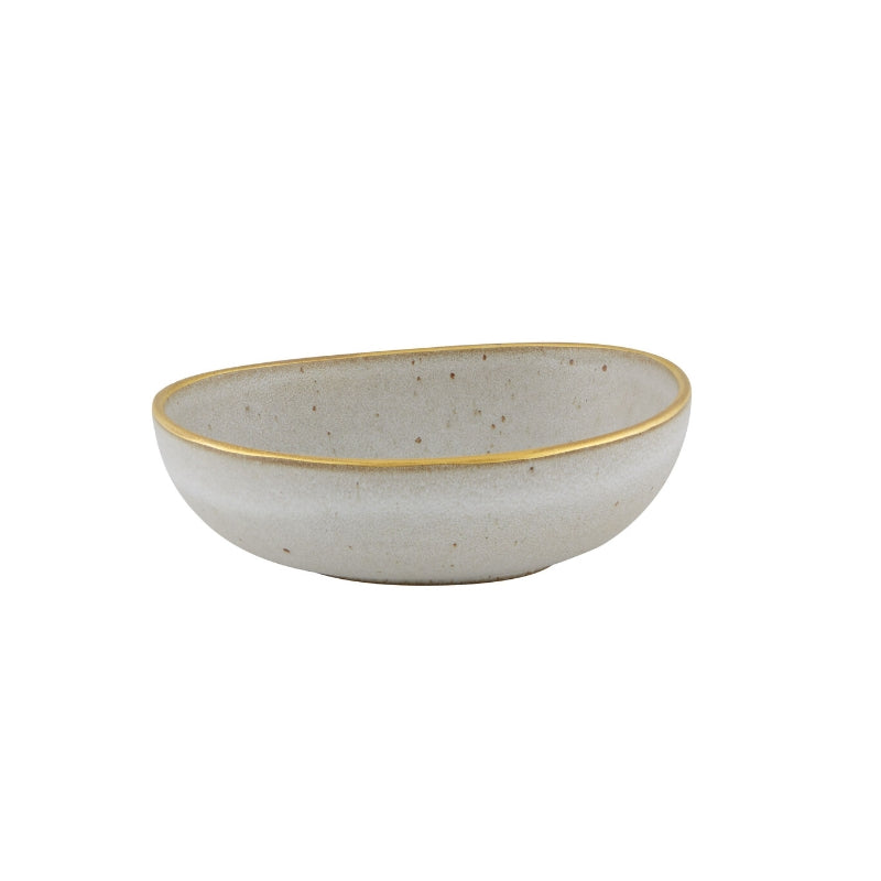 Casa Alegre Gold Stone White Bowl - 17cm