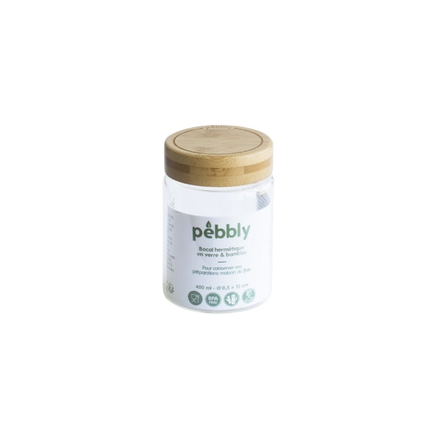 Pebbly Glass Jar with Bamboo Screwtop - 450ml