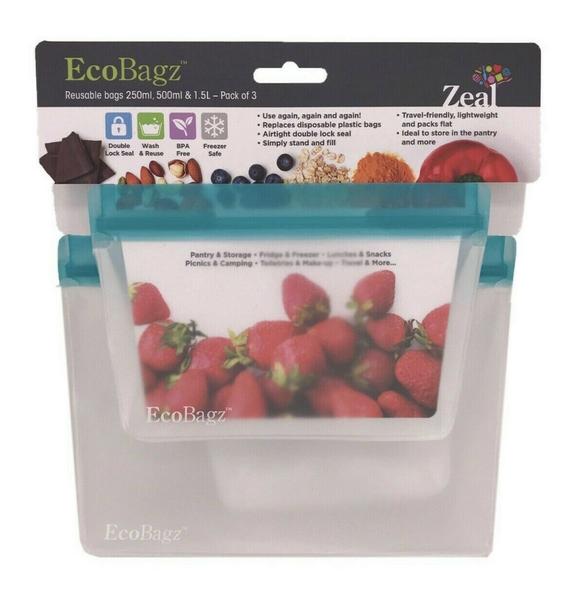 Zeal Eco Bagz Pack of 3 Reusable Bags - Assorted