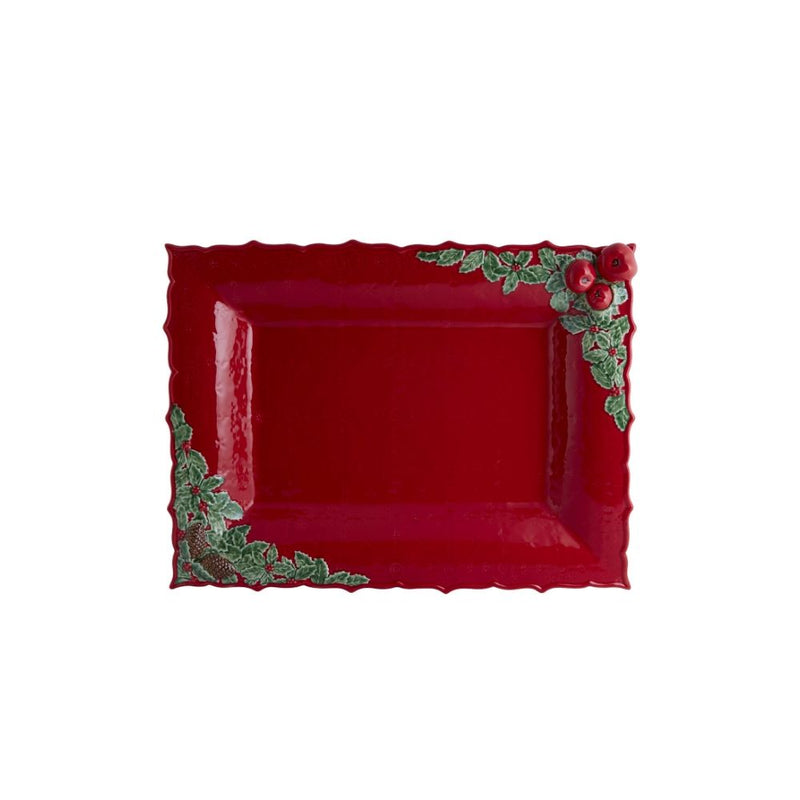 Bordallo Pinheiro Red Christmas Garland Platter
