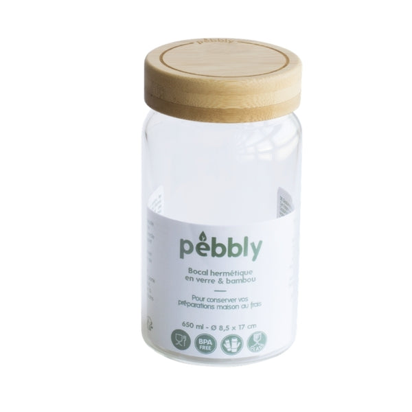 Pebbly Glass Jar with Bamboo Screwtop - 650ml