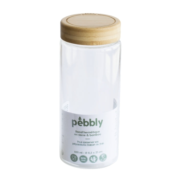 Pebbly Glass Jar with Bamboo Screwtop - 850ml