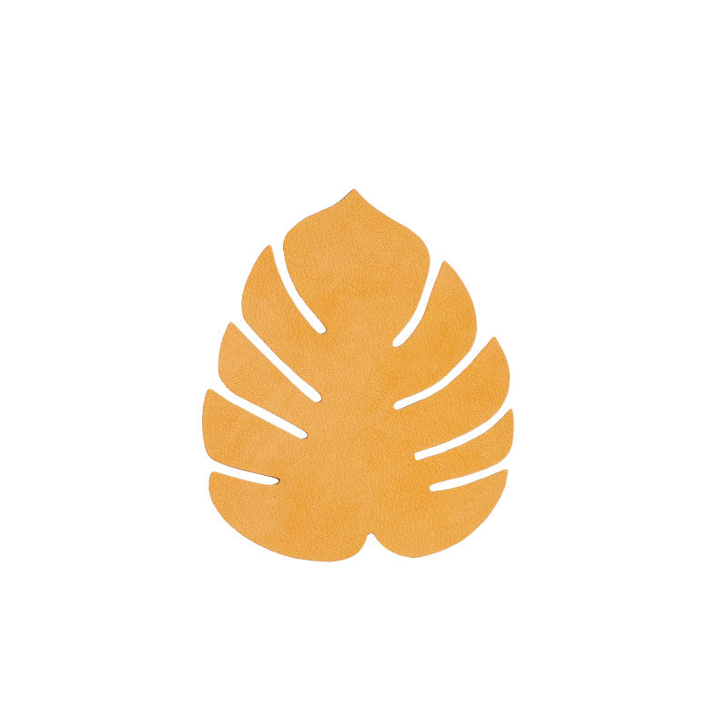 LIND DNA Leather Leaf Coaster - Smooth Curry